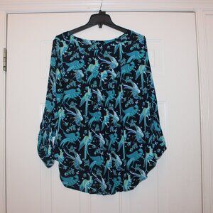 Loft Ann Taylor Peacock print shirt size Med M